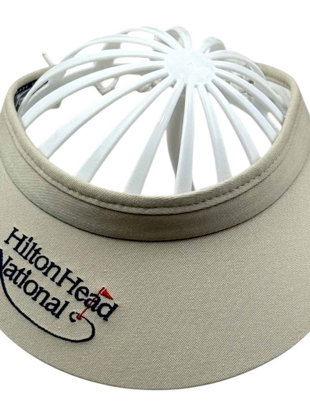 Vintage TourTalk Hilton Head National Golf Visor Beige USA Adjustable 90s Hat
